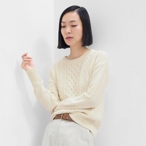 Cream Cable Knit Sweater - Gap